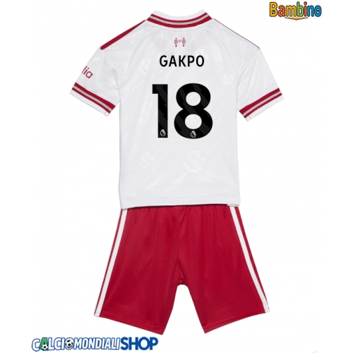 Maglie da calcio Liverpool Cody Gakpo #18 Seconda Maglia Bambino 2026-27 Manica Corta + Pantaloni corti)